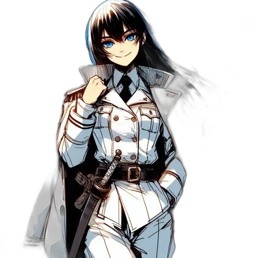 staff, weapon, jacket, anime, concept art, cartoon, pixel art, monochrome transparent PNG cut-out