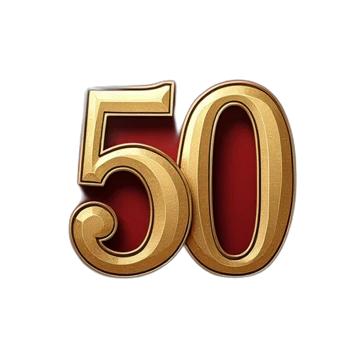 3d render, 50th, invitations, anniversary transparent PNG cut-out