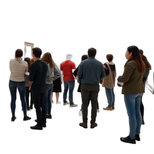 staff, furniture, jacket, 3d render, concept art, group, people, standing transparent PNG cut-out