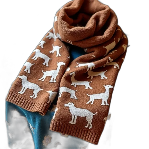 jewelry, jacket, animal, photorealistic, snow, brown, knitted, scarf transparent PNG cut-out