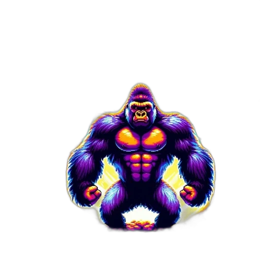 creature, animal, pixel art, concept art, 3d render, comic book art, neon, dark transparent PNG cut-out