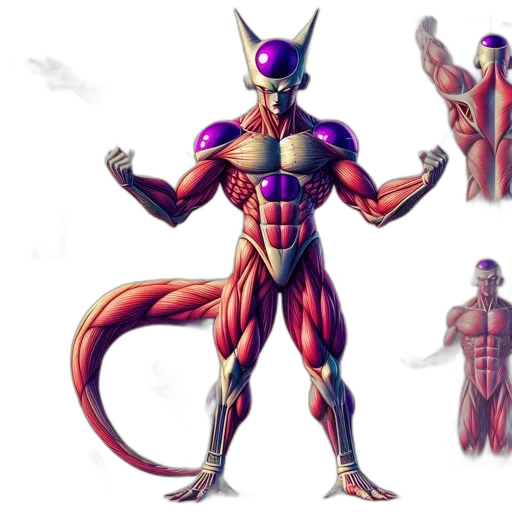 concept art, comic book art, 3d render, fantasy art, anatomical, illustration, displays, muscular transparent PNG cut-out