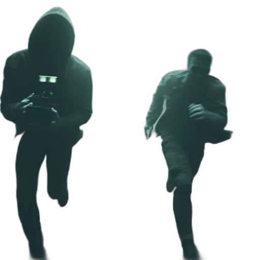 jacket, mask, concept art, 3d render, individual, hoodie, holds, camera transparent PNG cut-out