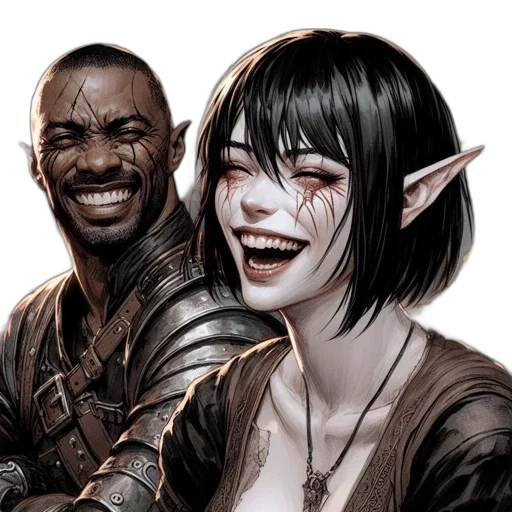 fantasy art, concept art, comic book art, photorealistic, man, woman, having, scars transparent PNG cut-out