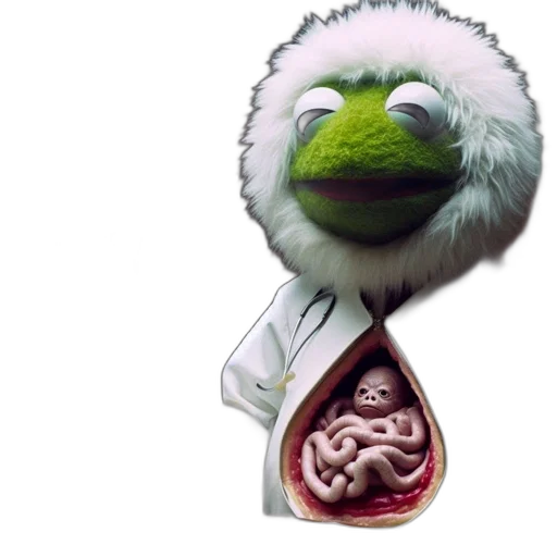 food, creature, animal, concept art, muppet, puppet, dressed, doctor transparent PNG cut-out