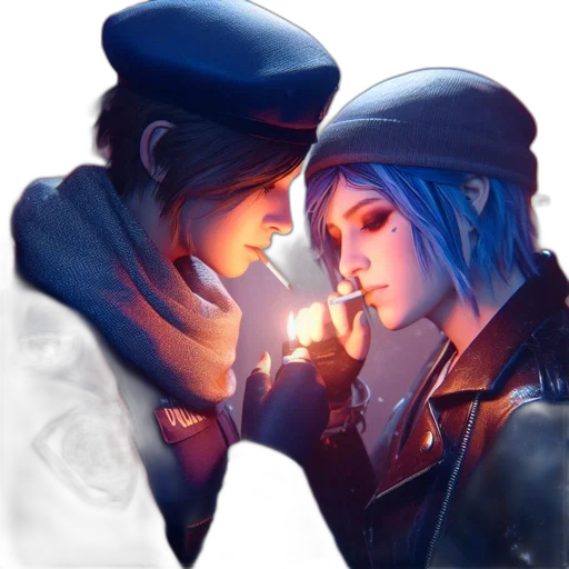 hat, jacket, face, concept art, fantasy art, cyberpunk, photorealistic, fire transparent PNG cut-out