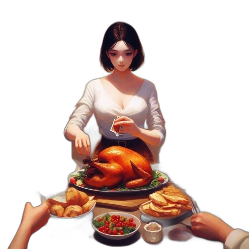 food, photorealistic, concept art, oil painting, 3d render, closeup, view, rustic transparent PNG cut-out