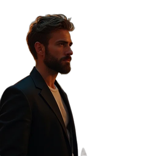 jacket, face, staff, hair transparent PNG cut-out