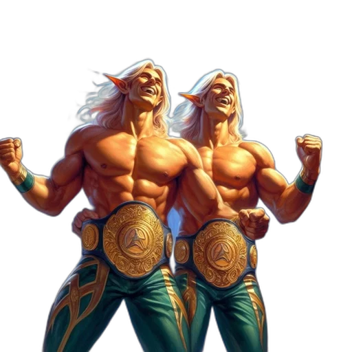 concept art, fantasy art, comic book art, two, muscular, men, dressed, alike transparent PNG cut-out