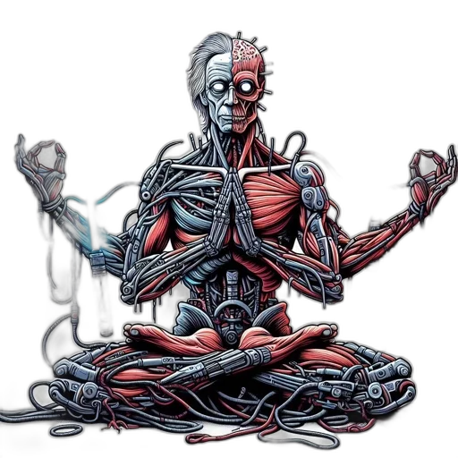 robot, comic book art, concept art, cyberpunk, pixel art, cybernetic, humanoid, figure transparent PNG cut-out