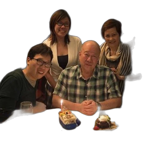 staff, food, family, celebrates, birthday, two, cakes, table transparent PNG cut-out