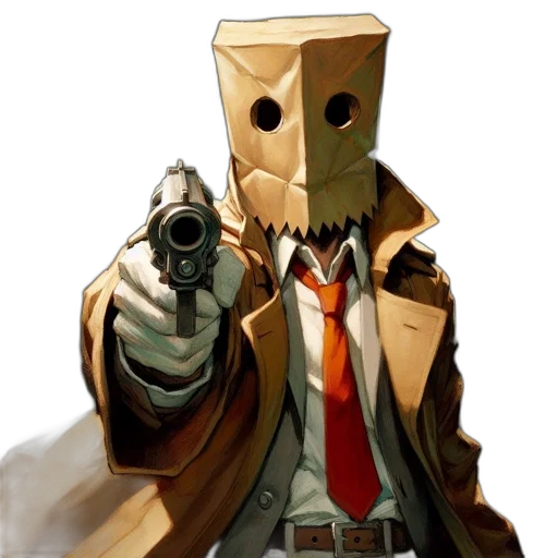 mask, robot, face, jacket, concept art, comic book art, pixel art, fantasy art transparent PNG cut-out