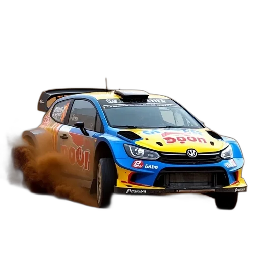 car, concept art, photorealistic, 3d render, fantasy art, blue, yellow, rally transparent PNG cut-out