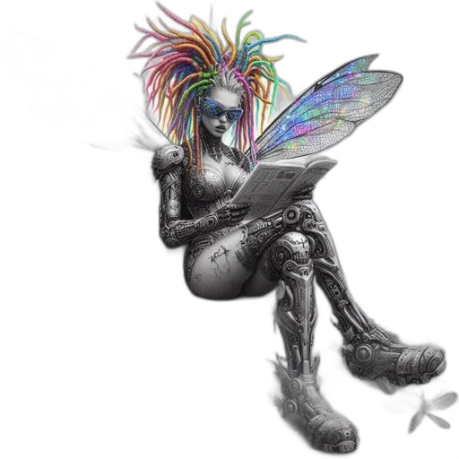 robot, creature, fantasy art, concept art, cyberpunk, comic book art, monochrome, setting transparent PNG cut-out