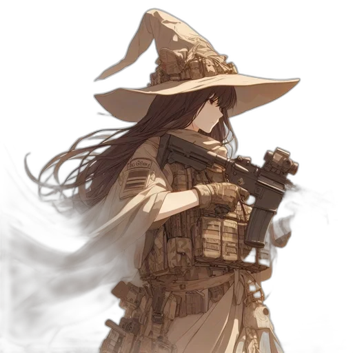 weapon, staff, hat, mask, concept art, fantasy art, anime, watercolor transparent PNG cut-out