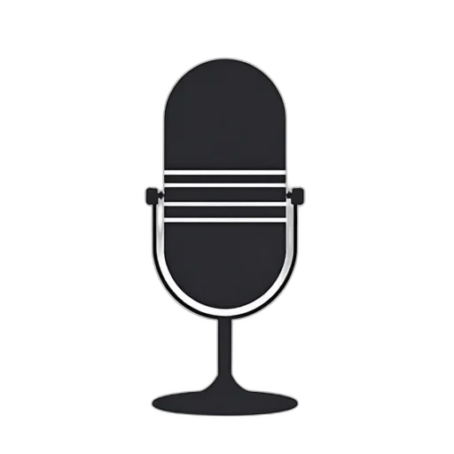 stylized, illustration, microphone, black, body, white, base, depicted transparent PNG cut-out