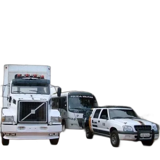 car, 3d render, photorealistic, concept art, white, truck, bus, policia transparent PNG cut-out