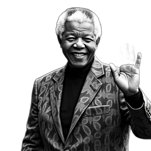 jacket, black, white, image, nelson, mandela, waving, his transparent PNG cut-out