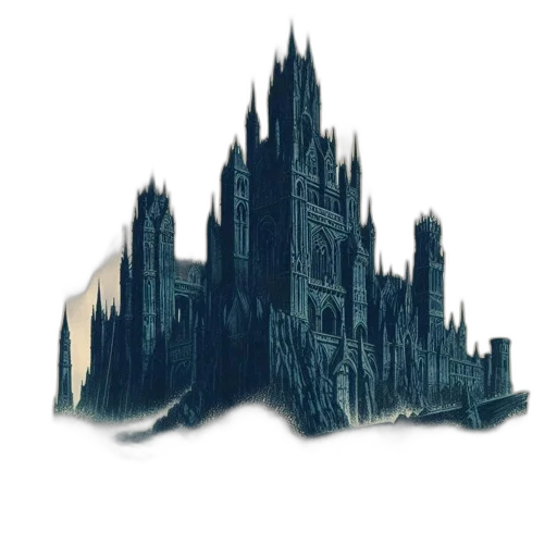 crown, building, concept art, fantasy art, pixel art, 3d render, fog, outer space transparent PNG cut-out