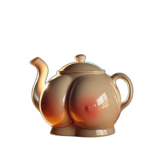 3d render, photorealistic, concept art, ceramic, teapot, shaped, like, female transparent PNG cut-out