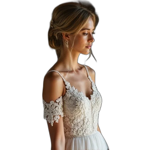 dress, jewelry, photorealistic, pixel art transparent PNG cut-out