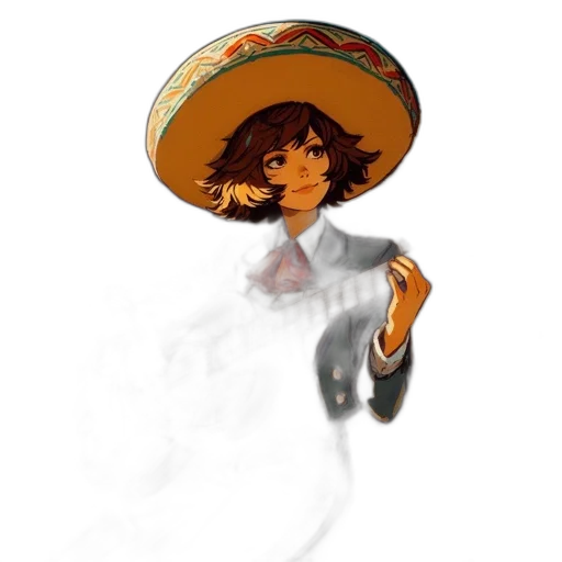 hat, staff, dress, umbrella, concept art, pixel art, fantasy art, watercolor transparent PNG cut-out