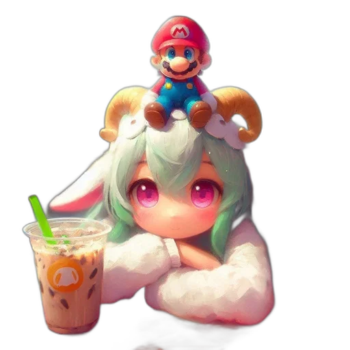 creature, food, hat, animal, pixel art, concept art, 3d render, anime transparent PNG cut-out