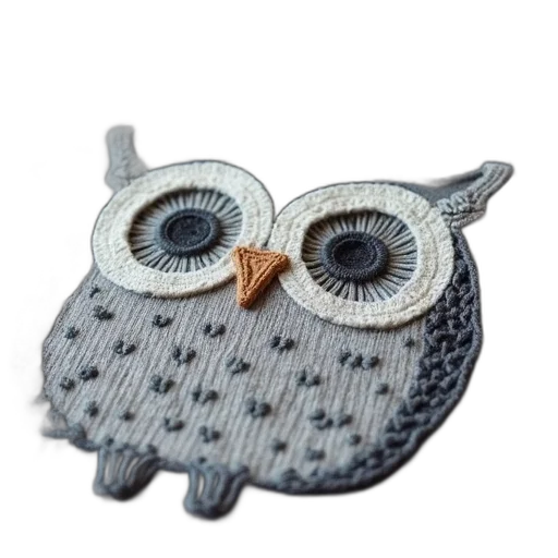 jewelry, close-up, grey, knitted, sweater, detailed, owl, pattern transparent PNG cut-out