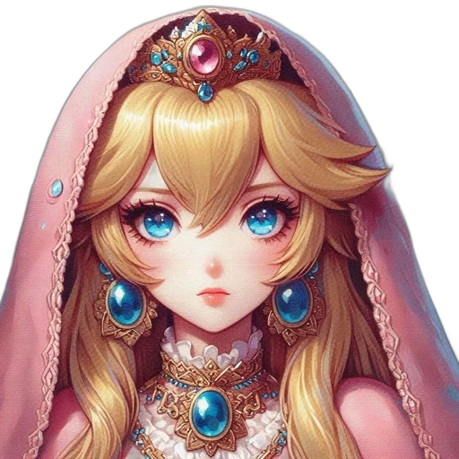 crown, jewelry, face, dress, fantasy art, concept art, pixel art, 3d render transparent PNG cut-out