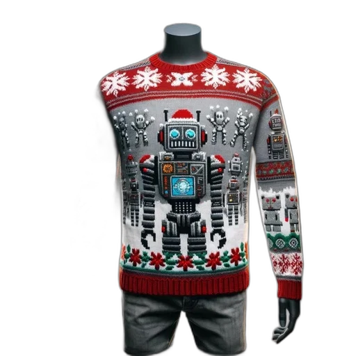 robot, jacket, cyberpunk, concept art, image, displays, knitted, sweater transparent PNG cut-out