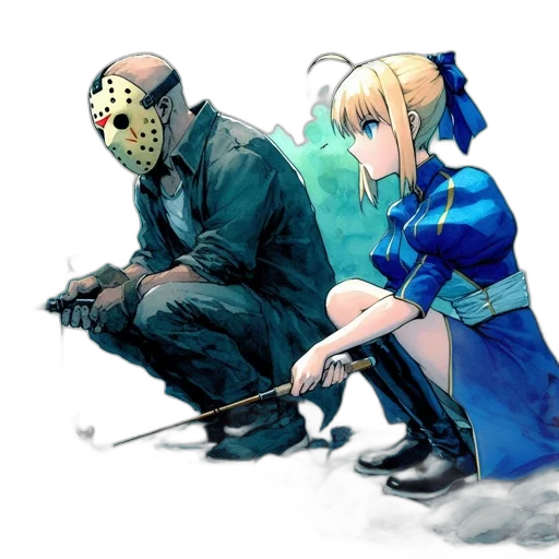 mask, concept art, comic book art, anime, cyberpunk, snow, fire, fog transparent PNG cut-out