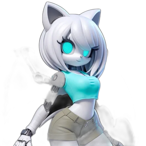 robot, staff, weapon, concept art, fantasy art, 3d render, anime, monochrome transparent PNG cut-out