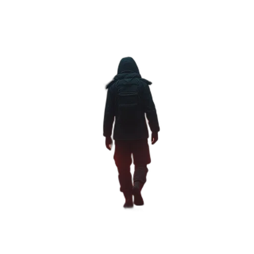 jacket, creature, staff, robot transparent PNG cut-out