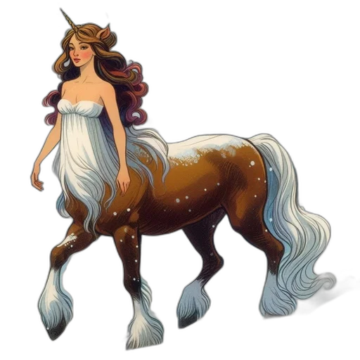 dress, fantasy art, concept art, pixel art, 3d render, woman, unicorn, horn transparent PNG cut-out