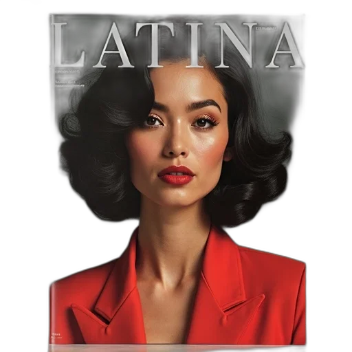 photorealistic, latina, magazine, front transparent PNG cut-out