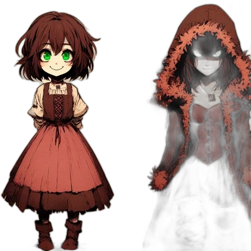 dress, creature, mask, concept art, pixel art, fantasy art, anime, dark transparent PNG cut-out