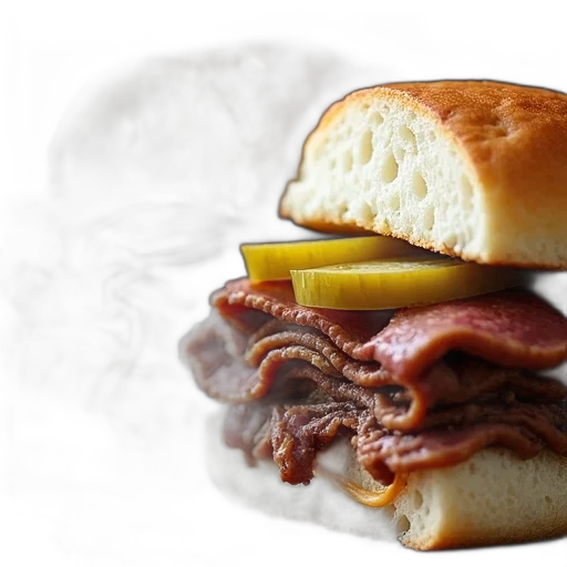 food, photorealistic, close-up, view, sandwich, generous, portion, meat transparent PNG cut-out