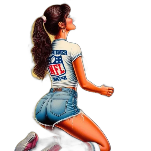 photorealistic, cartoon, fantasy art, concept art, woman, kneels, front, soda transparent PNG cut-out