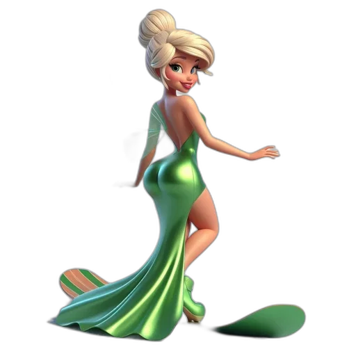dress, concept art, 3d render, cartoon, fantasy art, underwater, green, fairy transparent PNG cut-out
