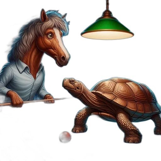 concept art, fantasy art, photorealistic, 3d render, horse, human, clothes, tortoise transparent PNG cut-out