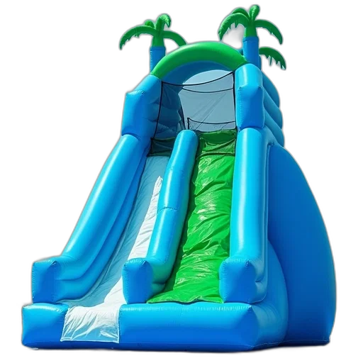 3d render, inflatable, aqua, slide transparent PNG cut-out