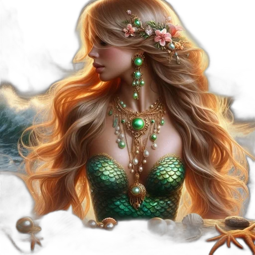 jewelry, crown, dress, fantasy art, concept art, photorealistic, pixel art, underwater transparent PNG cut-out