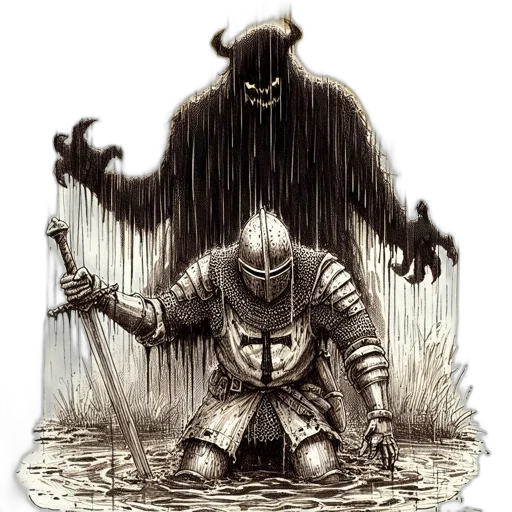 sword, creature, mask, weapon, concept art, fantasy art, comic book art, pixel art transparent PNG cut-out