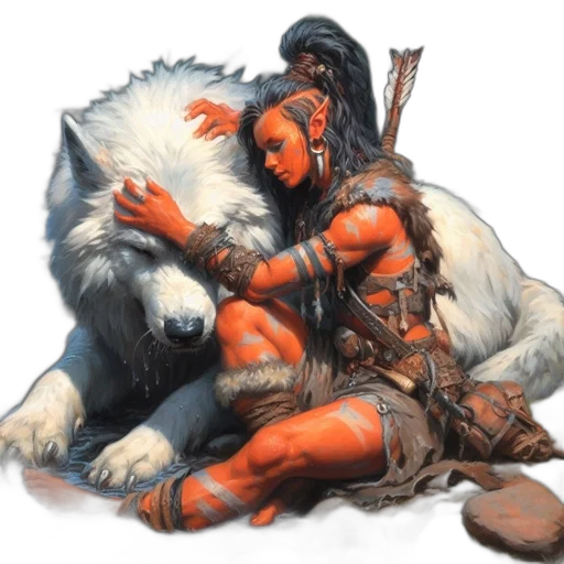 animal, fantasy art, concept art, comic book art, watercolor, fire, red, indigenous transparent PNG cut-out