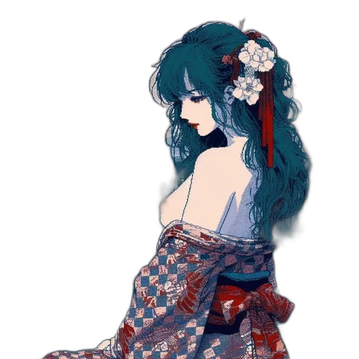 dress, flower, weapon, mask, pixel art, watercolor, concept art, anime transparent PNG cut-out