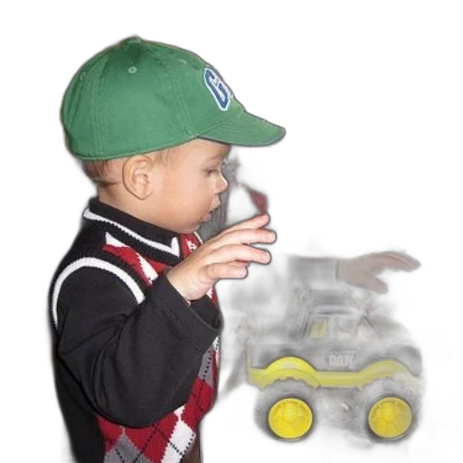 car, hat, jacket, photorealistic, fog, young, boy, green transparent PNG cut-out