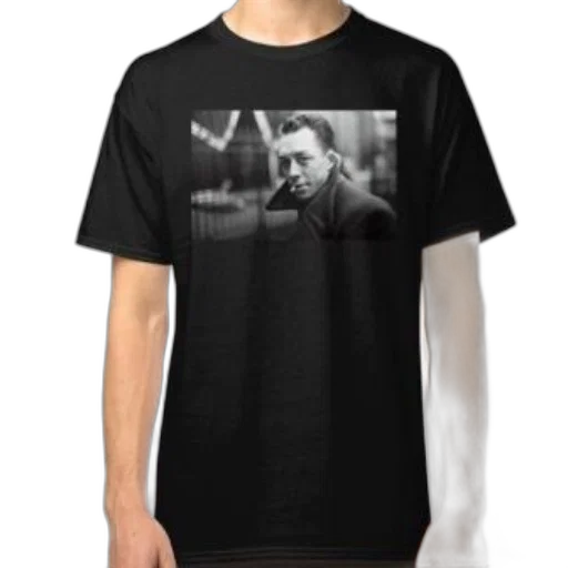 black, t-shirt, white, photo, man transparent PNG cut-out