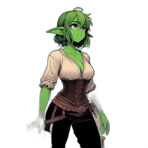 staff, fantasy art, concept art, pixel art, comic book art, green, elf, woman transparent PNG cut-out