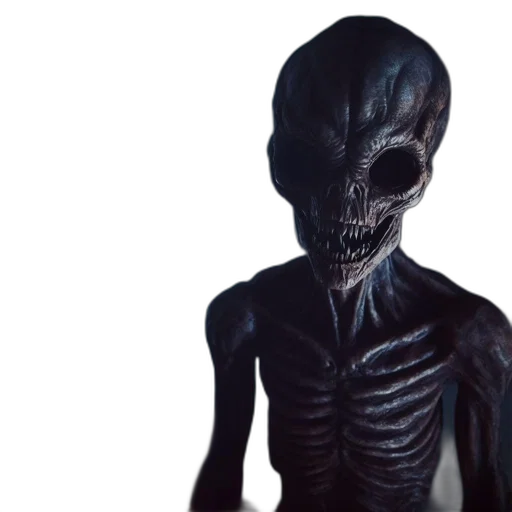 creature, mask, face, concept art, 3d render, outer space, ominous, alien-like transparent PNG cut-out