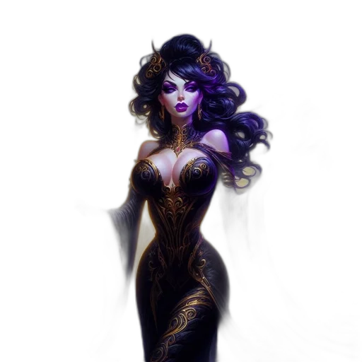 dress, fantasy art, concept art, comic book art, photorealistic, dark, golden, woman transparent PNG cut-out